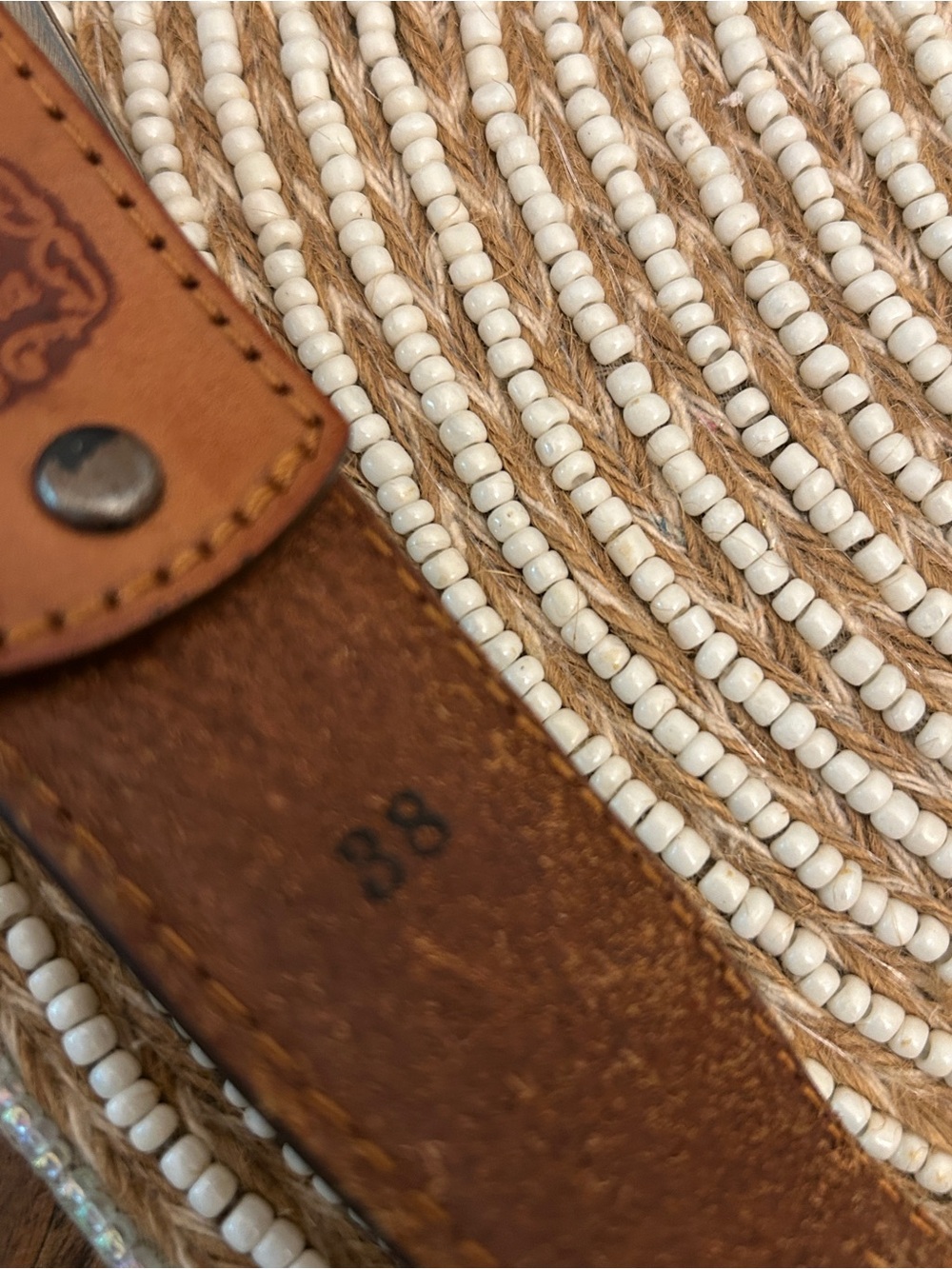 Vintage Tony Lama Brown Leather Braided Belt with Silver Concho Buckle - Picture 5 of 6